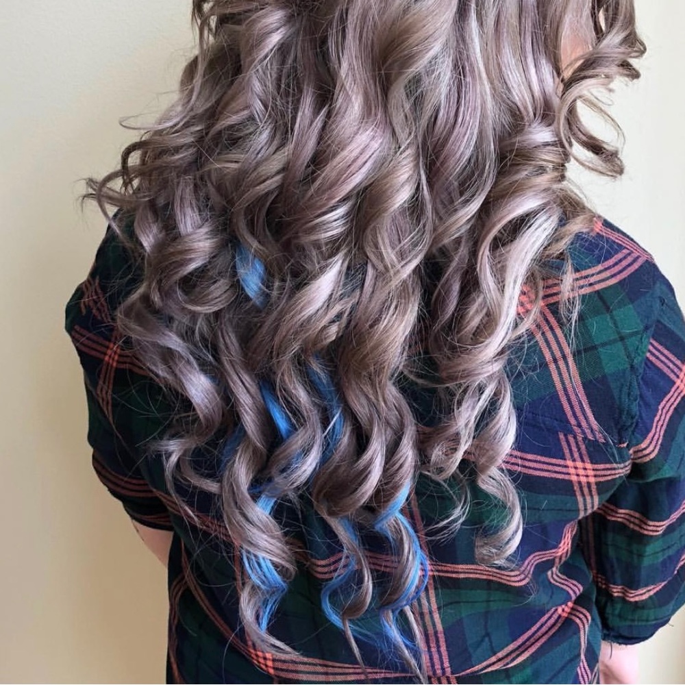 Babe hair extensions 18-20” silver, maroon and arctic blue